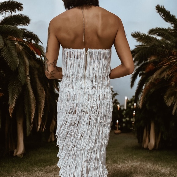 Western Sequin Fringe Maxi Dress, Country Bride Elopement Dress, Boho Wedding - Picture 10 of 10